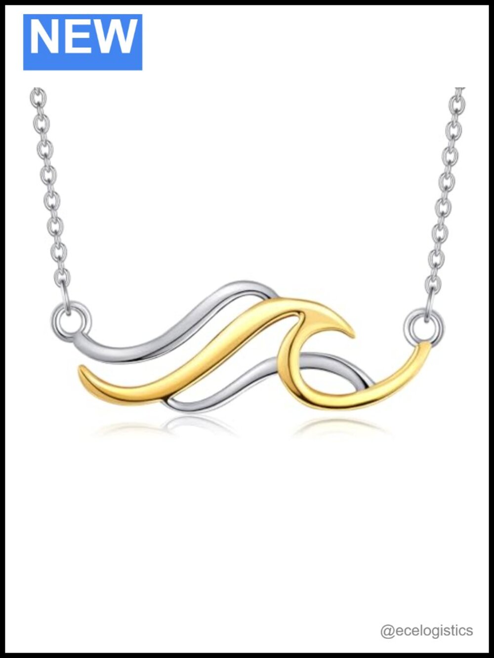 Wave Necklace 925 Sterling Silver Pendant Ocean Sea Beach Jewelry Gift